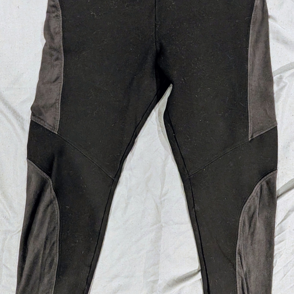 TAG Elemental Moto Leggings Black Faux Suede Panels Large
